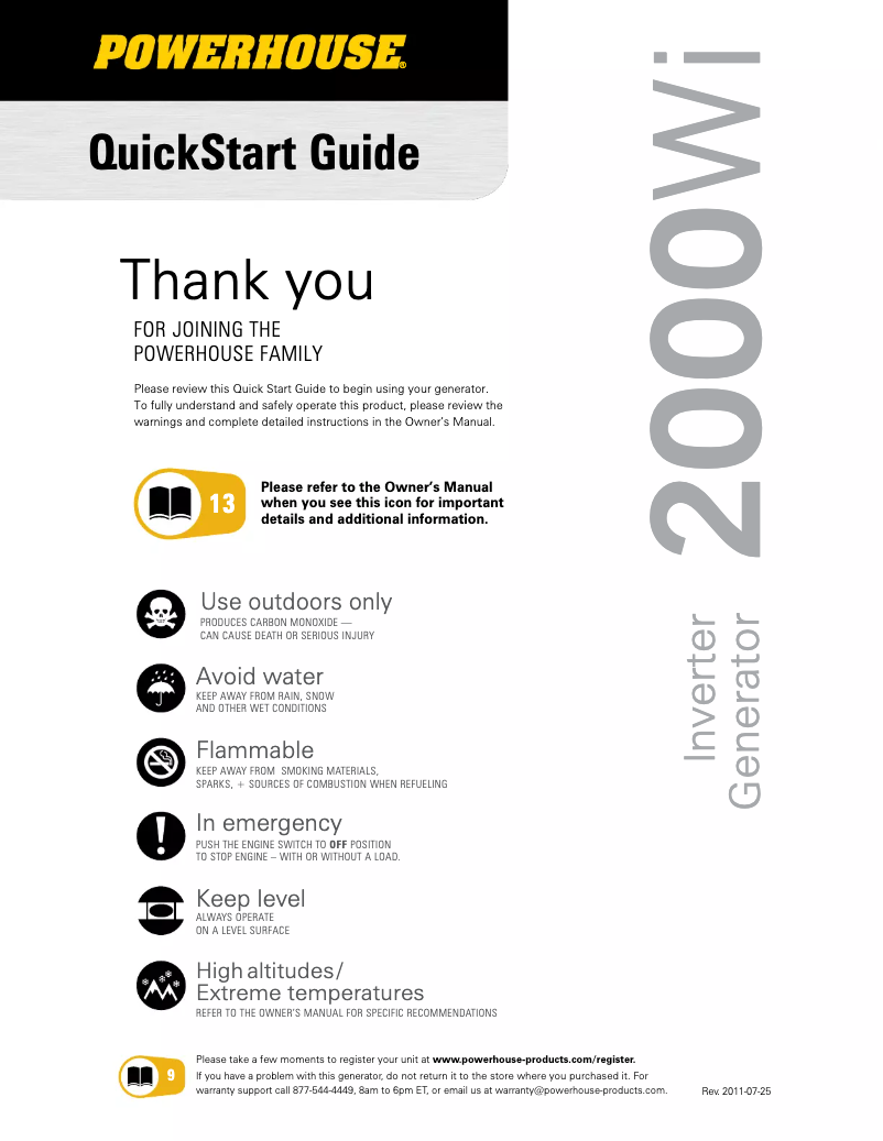Page 1 de la notice Guide de démarrage rapide Powerhouse 2000Wi