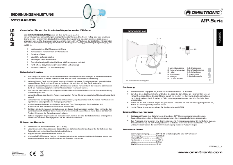 Page n°1 - Manuel utilisateur Omnitronic MP-25