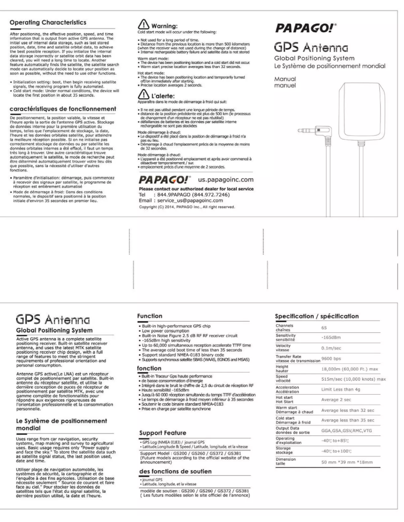 Page n°1 - Manuel utilisateur Papago GPSA-US