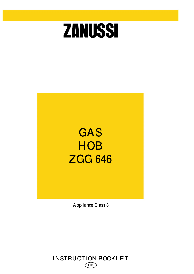 Page n°1 - Manuel utilisateur Zanussi ZGG646ICY