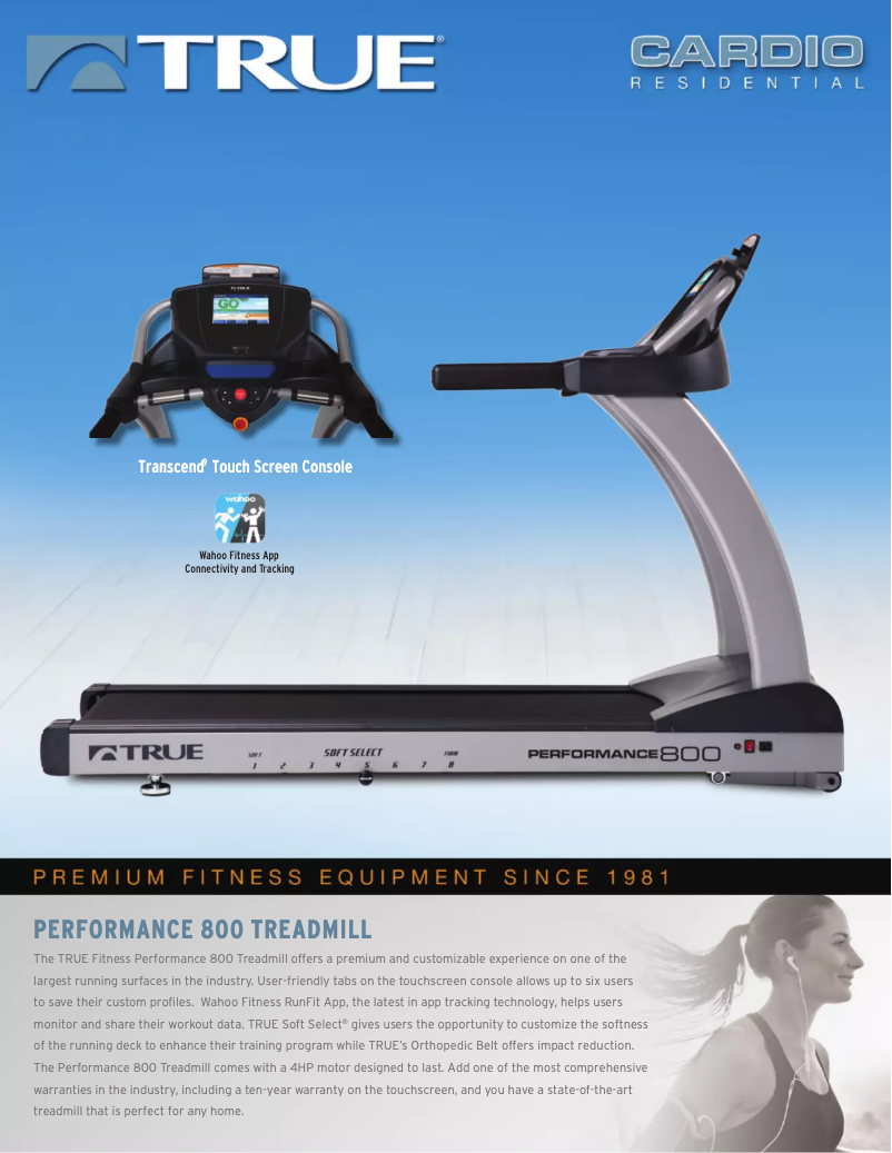 Page 1 de la notice Fiche technique True Performance 800