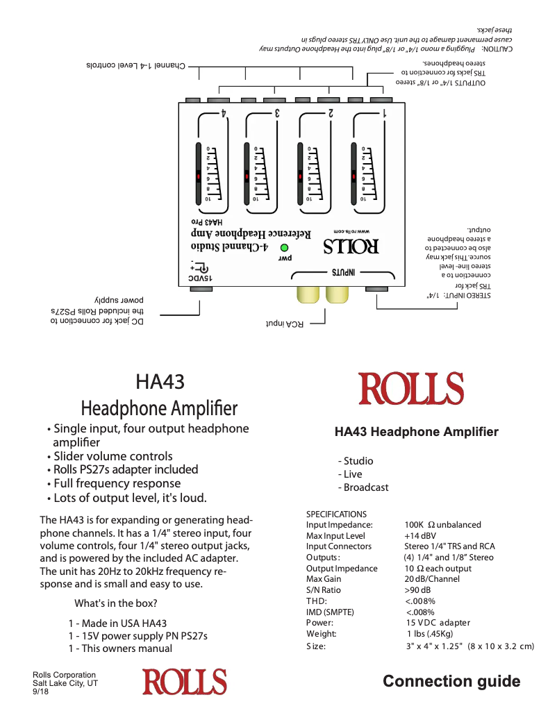 Page 1 de la notice Manuel utilisateur Rolls HA43