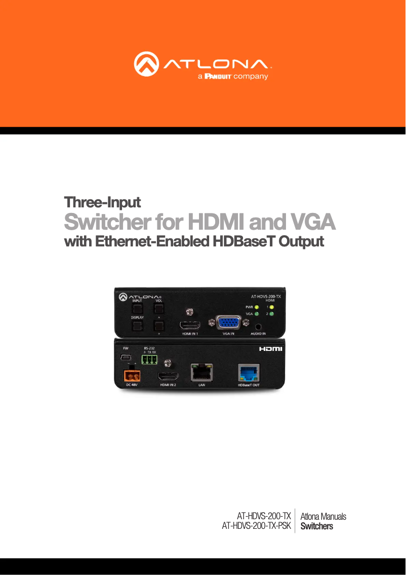 Page n°1 - Manuel utilisateur Atlona HDVS-200-TX-PSK