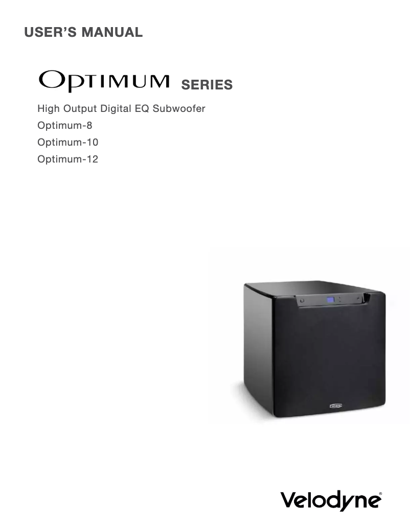 Page n°1 - Manuel utilisateur Velodyne Optimum 10