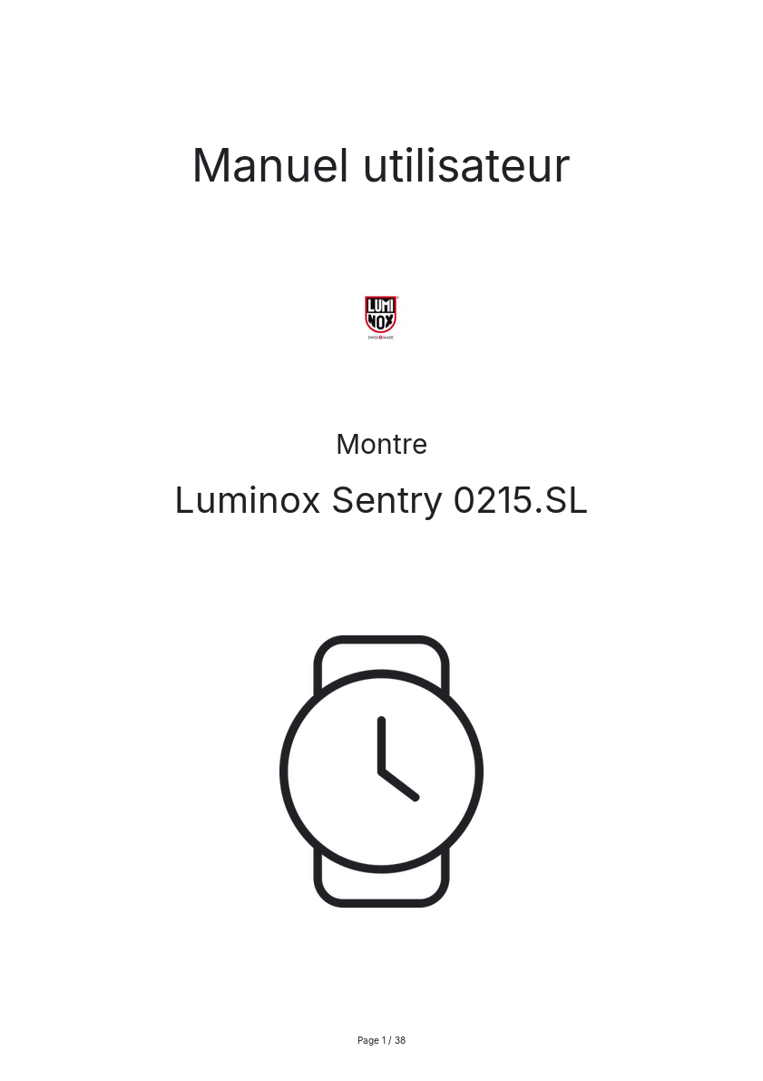 Page n°1 - Manuel utilisateur Luminox Sentry 0215.SL