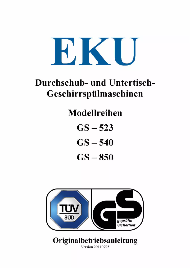 Page 1 de la notice Manuel utilisateur EKU GS-540