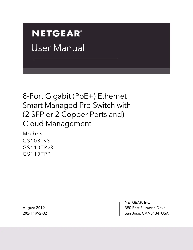 Page n°1 - Manuel utilisateur Netgear GS108T