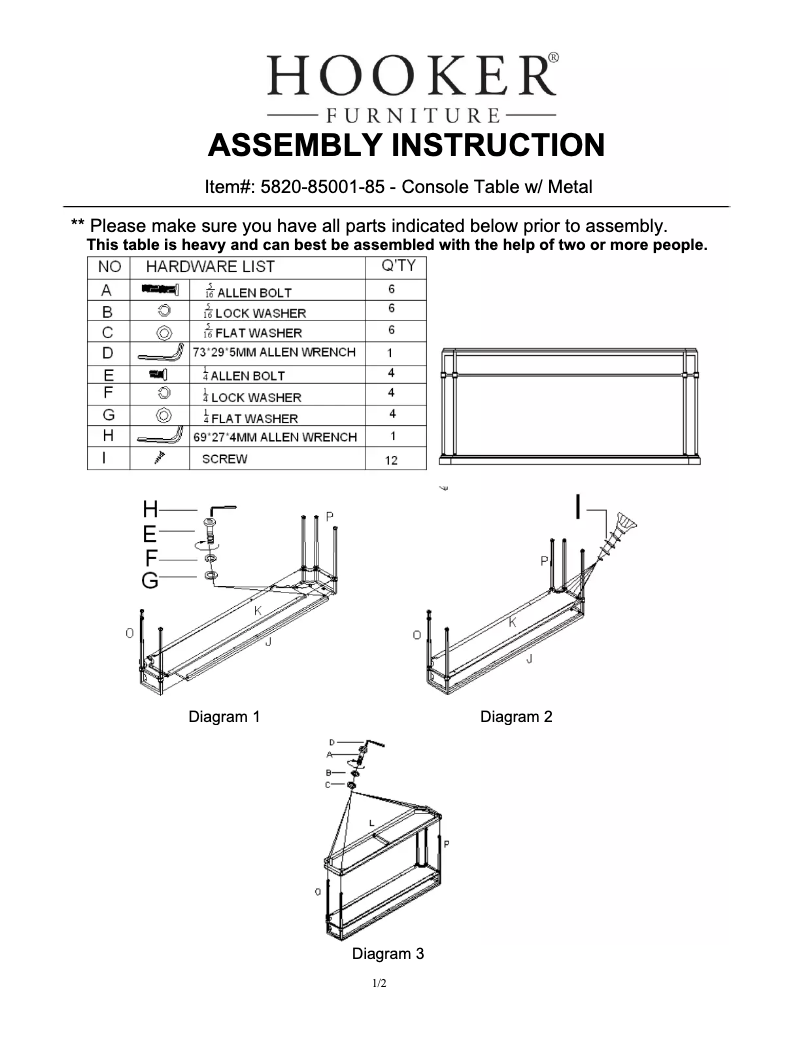 Page 1 de la notice Manuel utilisateur Hooker 5820-85001-85