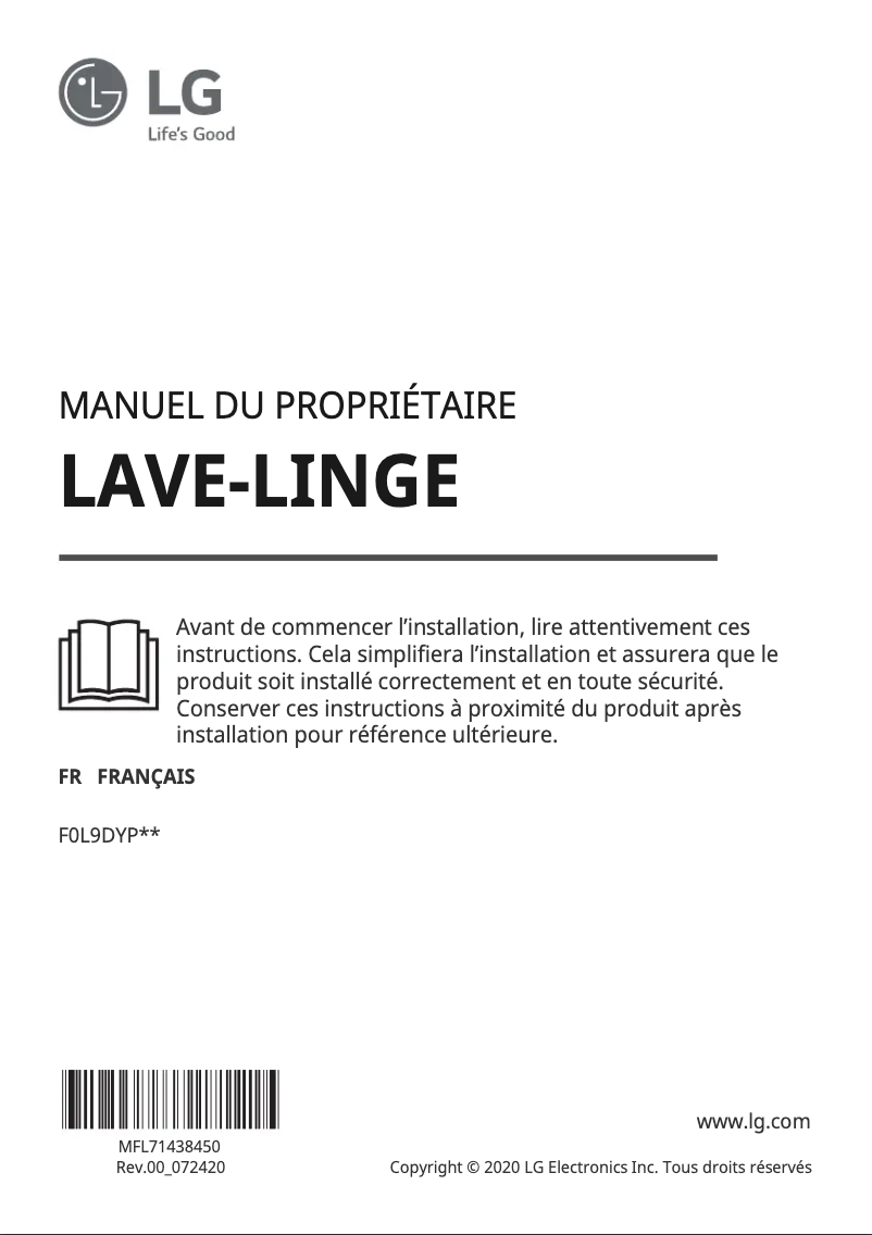 Page 1 de la notice Manuel utilisateur LG F0L9DYP2S