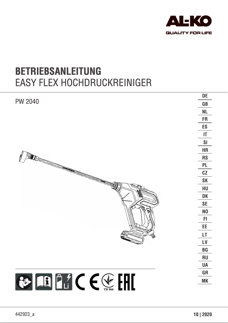 Página 1 del manual Manual de usuario AL-KO PW 2040