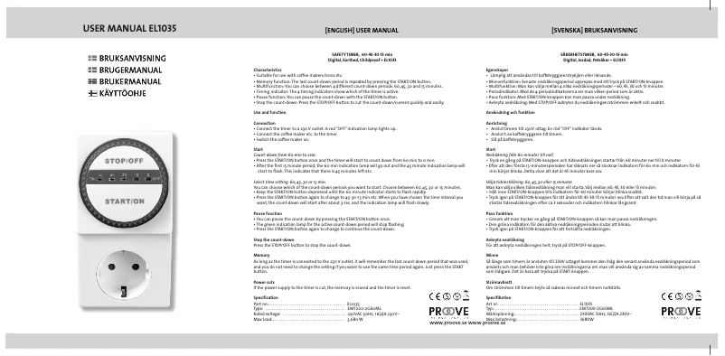 Image de la première page du manuel de l'appareil EL1035