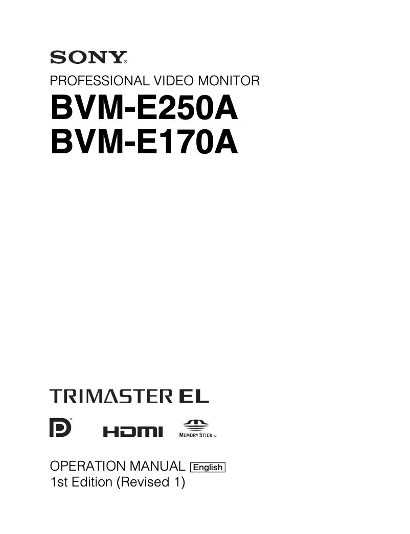 Page n°1 - Manuel utilisateur Sony BVM-E250A