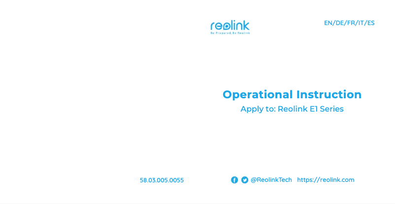 Page n°1 - Manuel utilisateur Reolink E1 Zoom