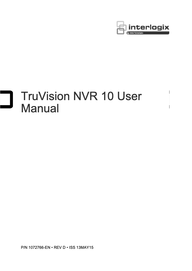 Page n°1 - Manuel utilisateur Interlogix TruVision TVN-1008-KT1