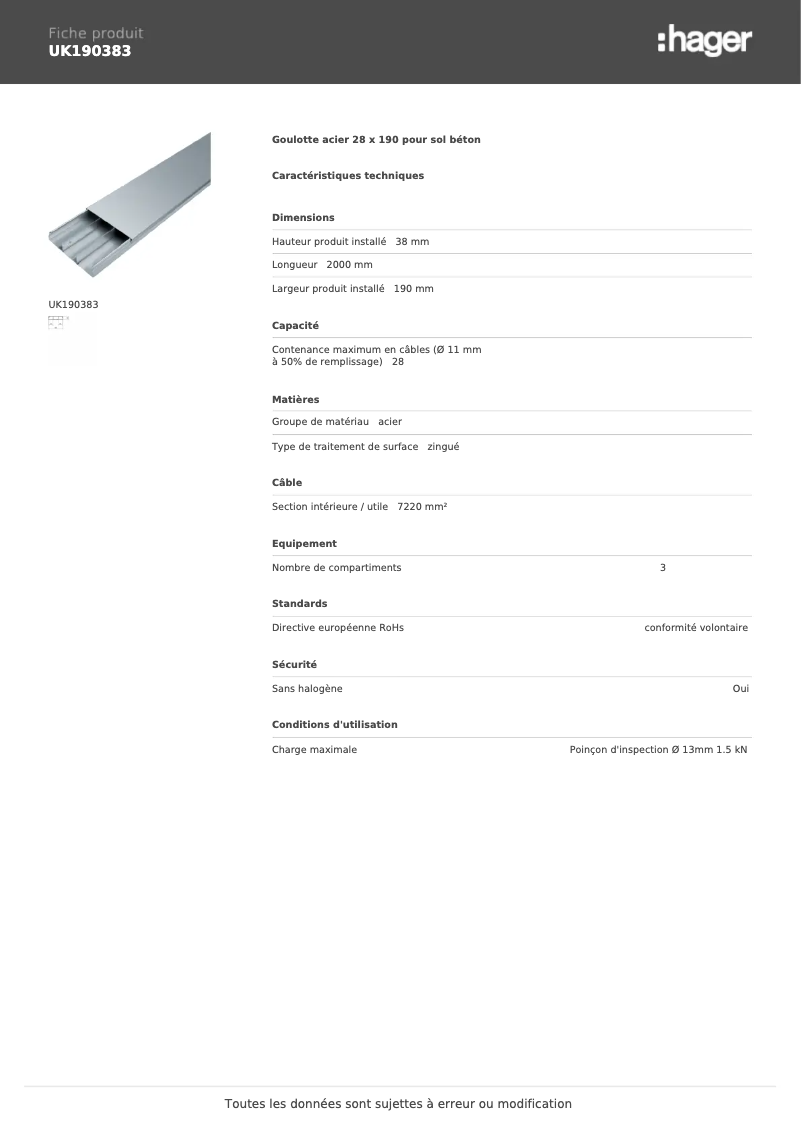 Image de la première page du manuel de l'appareil UK190383