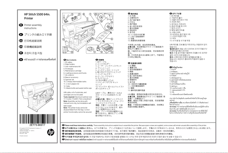 Página 1 del manual Instrucciones / montaje HP Stitch S500