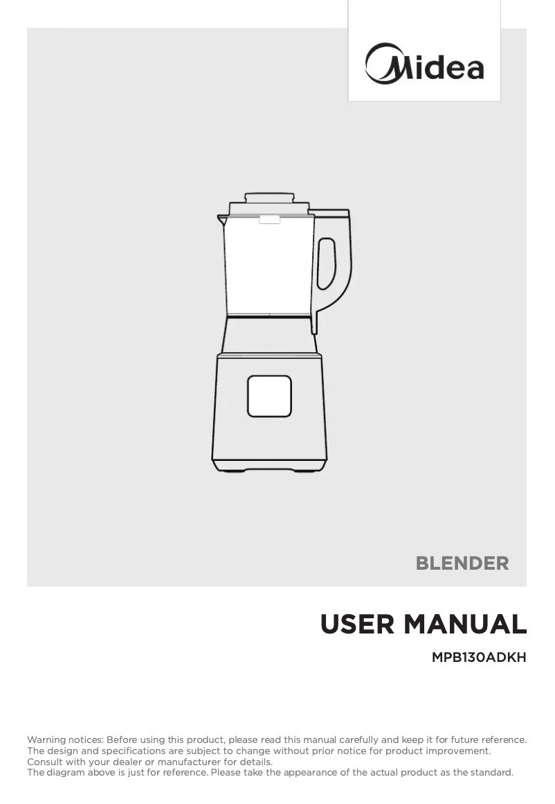 Image de la première page du manuel de l'appareil MPB130ADKH
