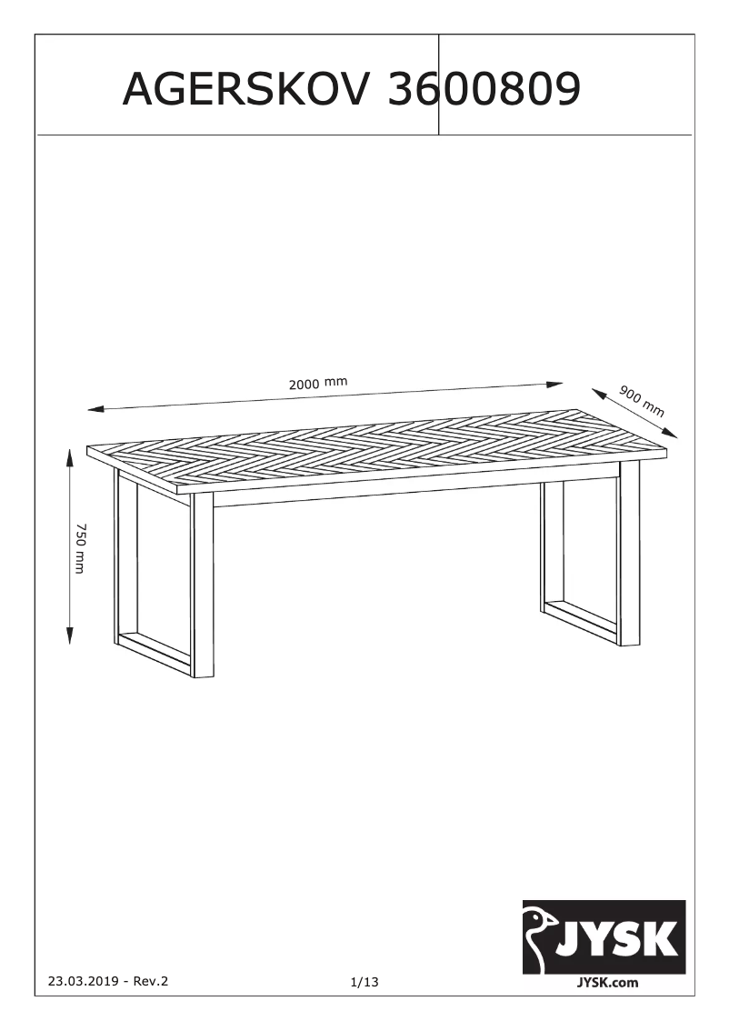 Page 1 de la notice Manuel utilisateur JYSK Agerskov