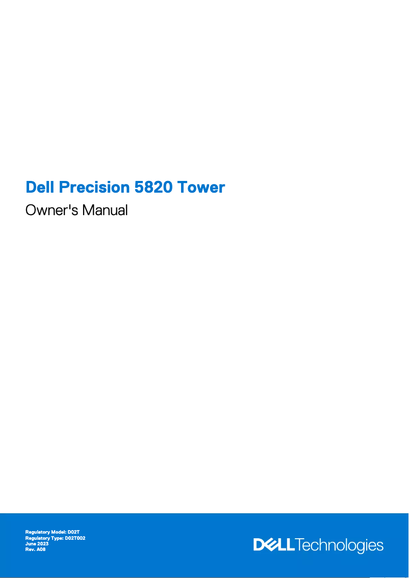 Page 1 de la notice Manuel utilisateur Dell Precision 5820 Tower