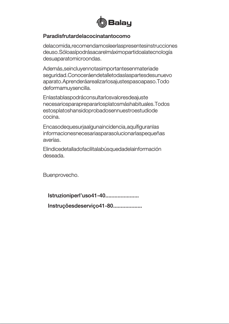 Page n°1 - Manuel utilisateur Balay 3WM459XI