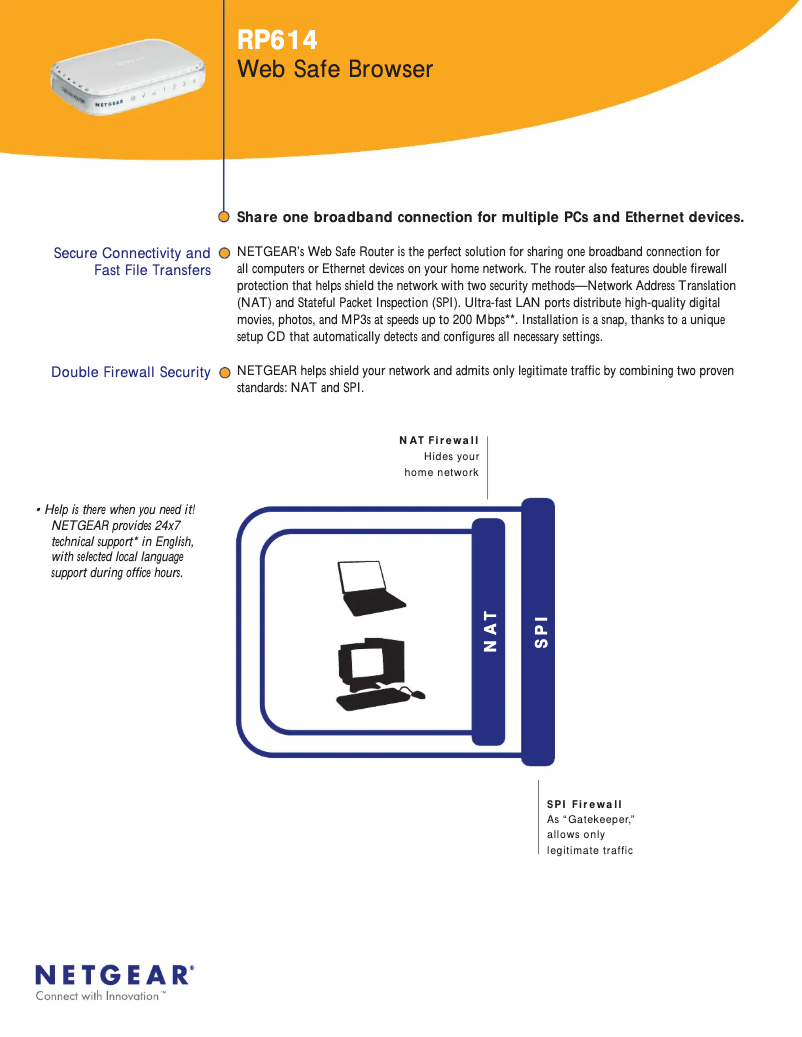 Page 1 de la notice Manuel utilisateur Netgear RP614v4