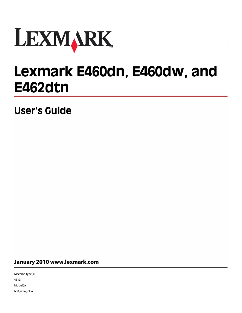 Page 1 de la notice Manuel utilisateur Lexmark E462dtn
