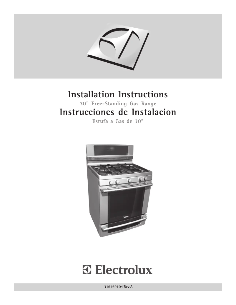 Page n°1 - Guide d'installation Electrolux EI30GF55GS