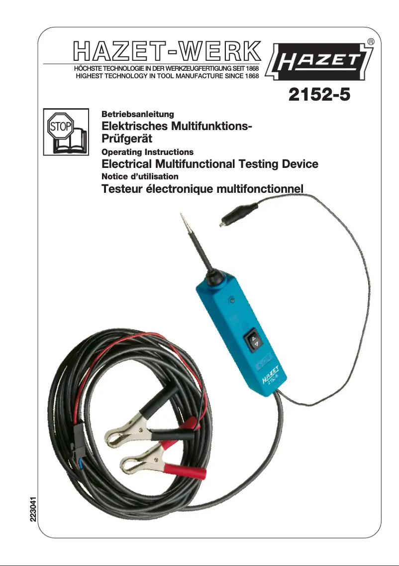 Page n°1 - Manuel utilisateur Hazet 2152-5