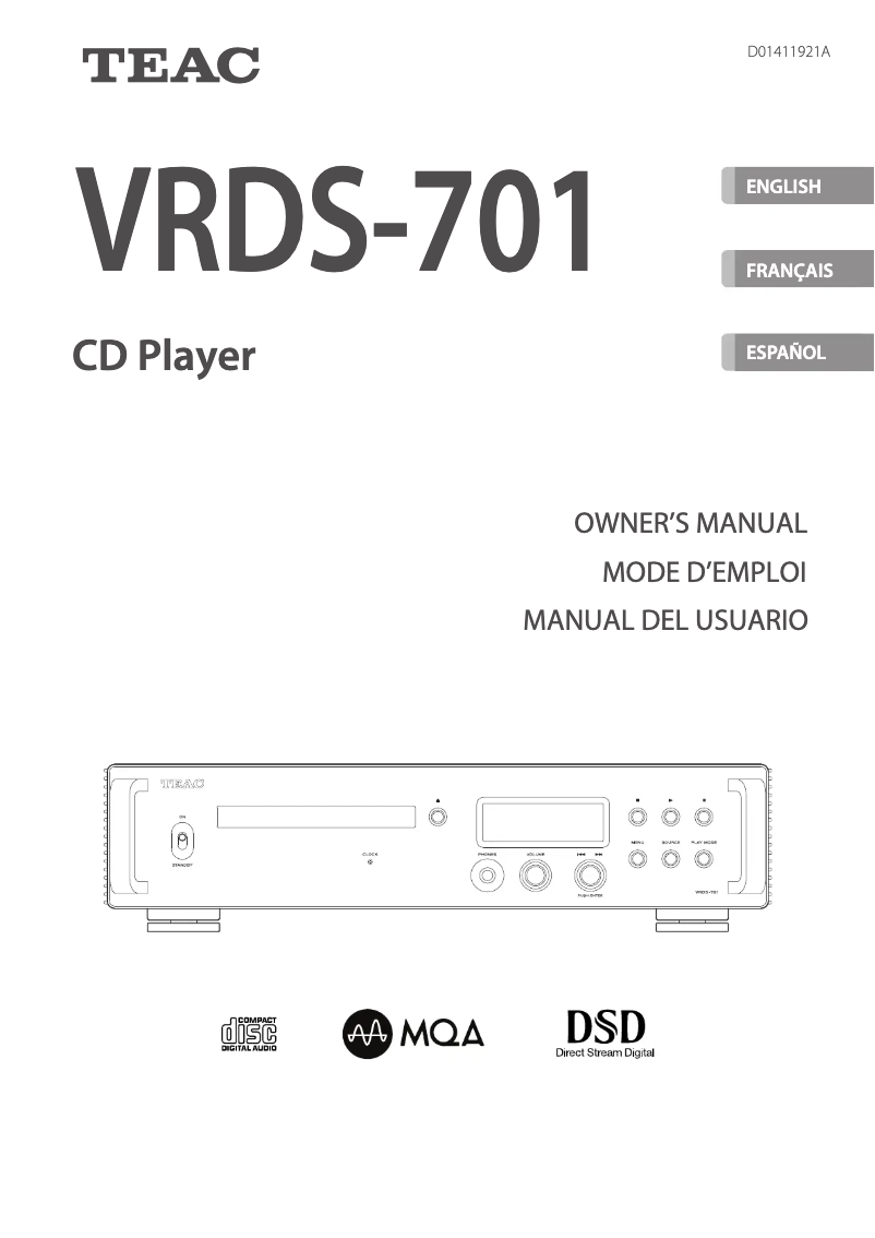 Page 1 de la notice Manuel utilisateur Teac VRDS-701