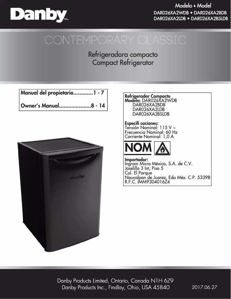 Página 1 del manual Manual de usuario Danby DAR026XA2LDB