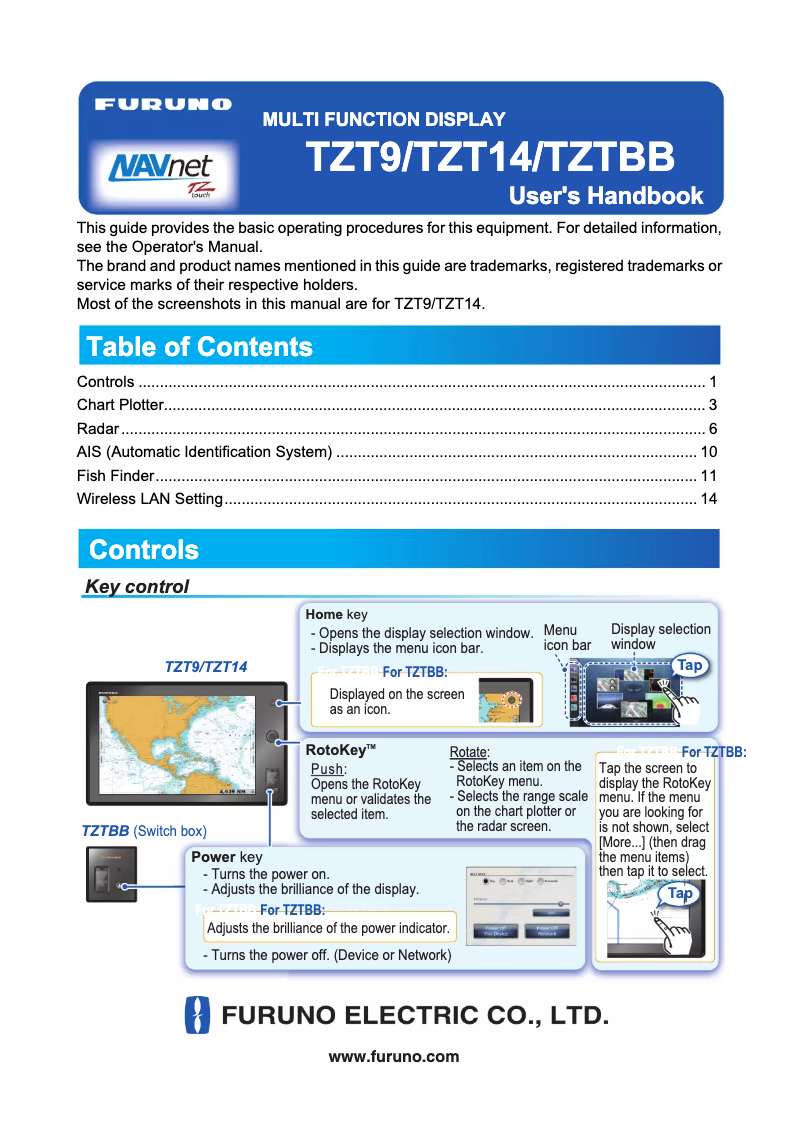 Page 1 of the manual User Manual Furuno TZTBB
