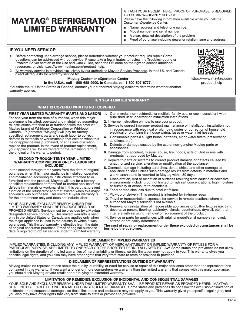 Page 1 de la notice Mode d'emploi Maytag MZF34X18F