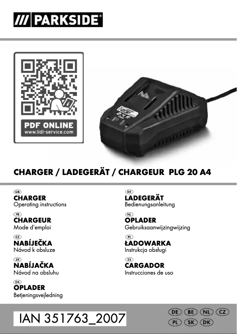 Page n°1 - Manuel utilisateur Parkside PLG 20 A4