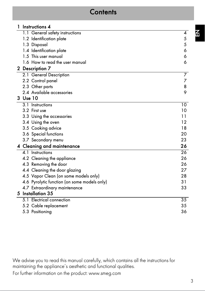 Page n°1 - Manuel utilisateur Smeg SFPA6309X