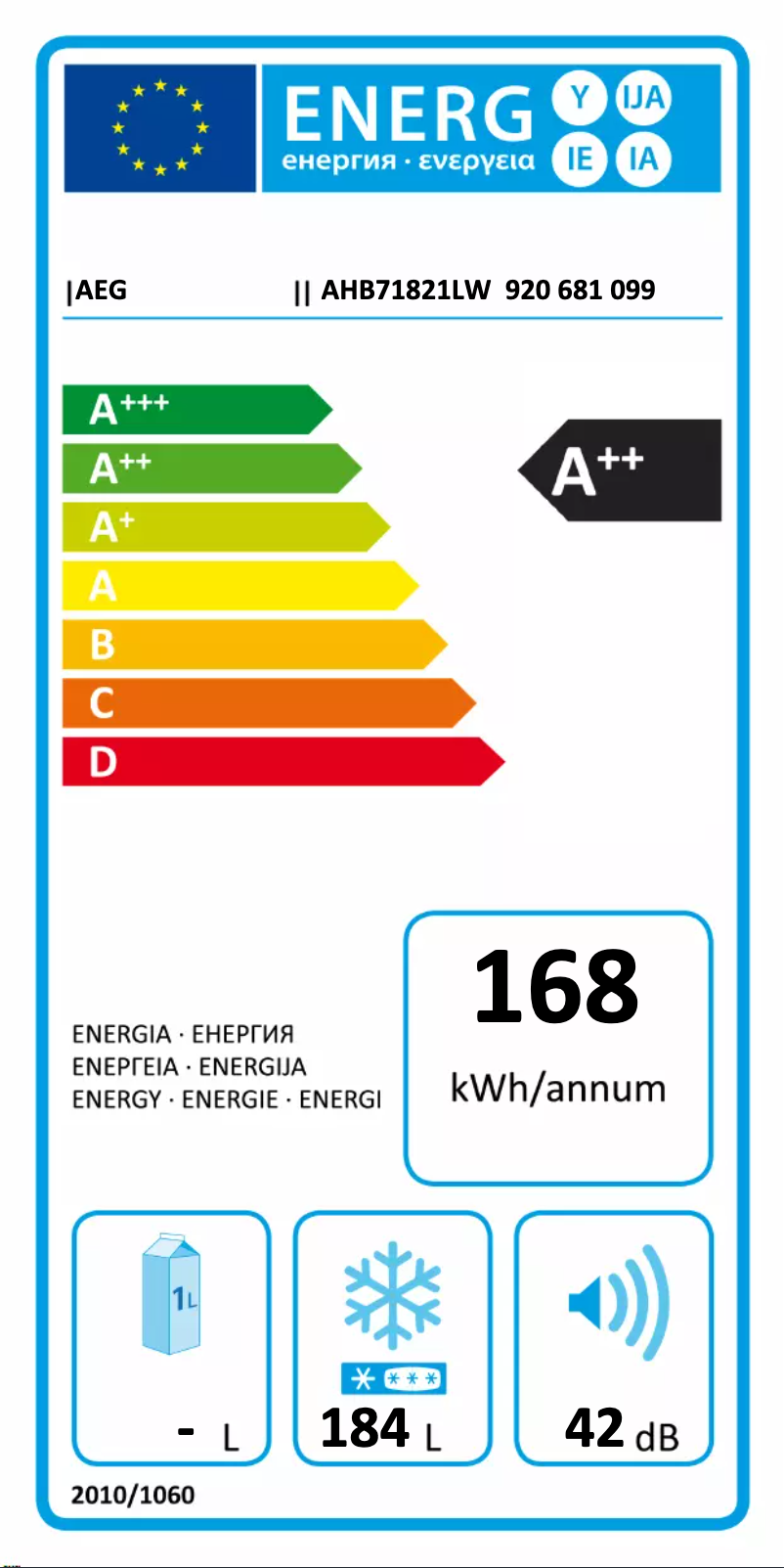 Page 1 de la notice Manuel utilisateur AEG AHB71821LW