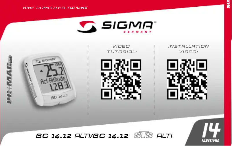 Page 1 de la notice Manuel utilisateur Sigma BC 14.12 STS ALTI