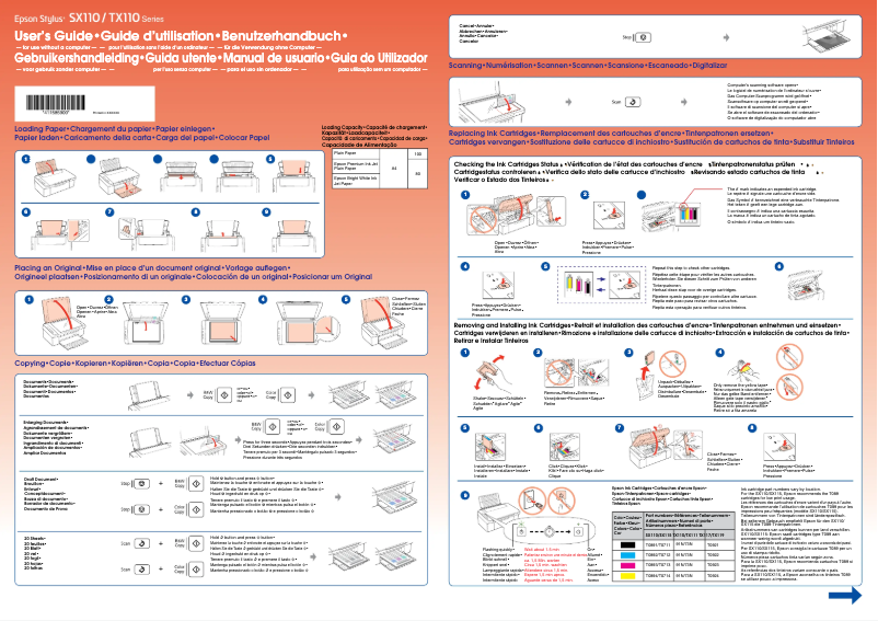 Page 1 de la notice Manuel utilisateur Epson Stylus TX117