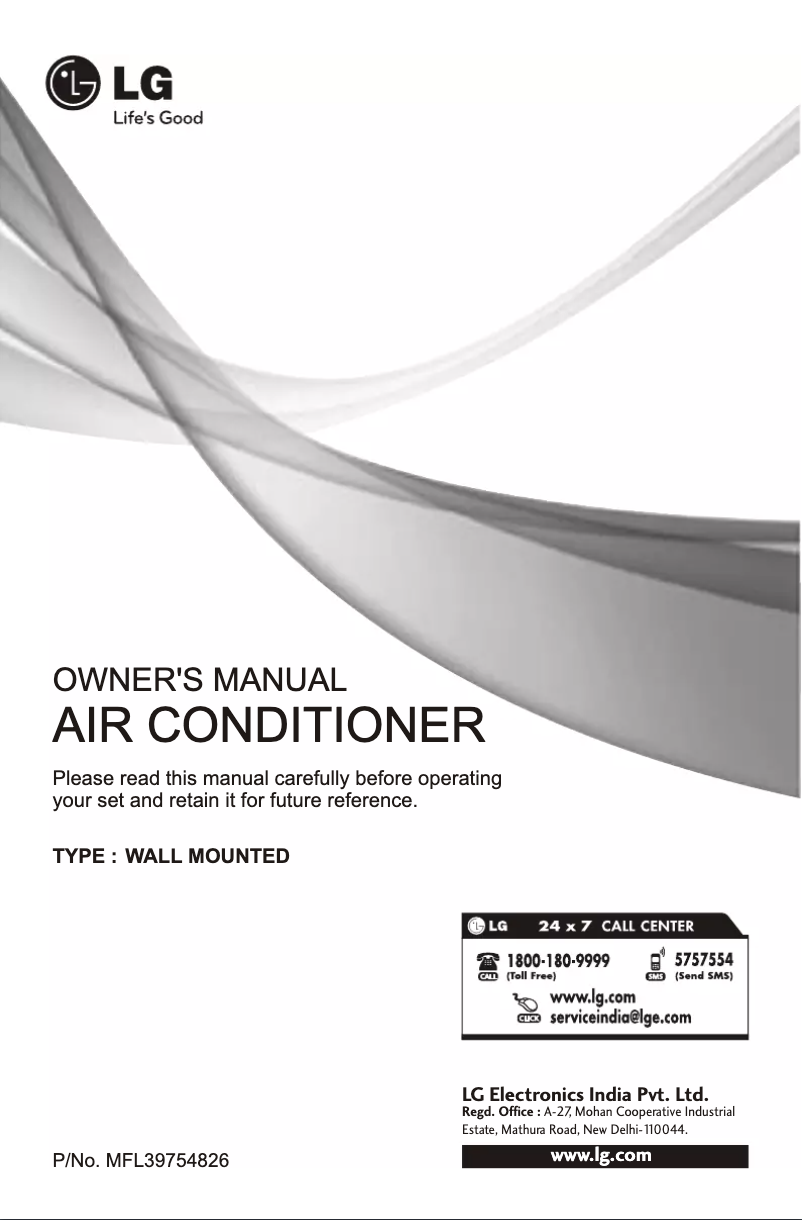 Page n°1 - Manuel utilisateur LG LSN18SWABH2