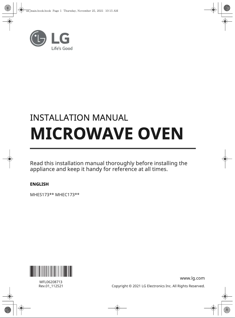 Page 1 de la notice Guide d'installation LG MHEC1737F