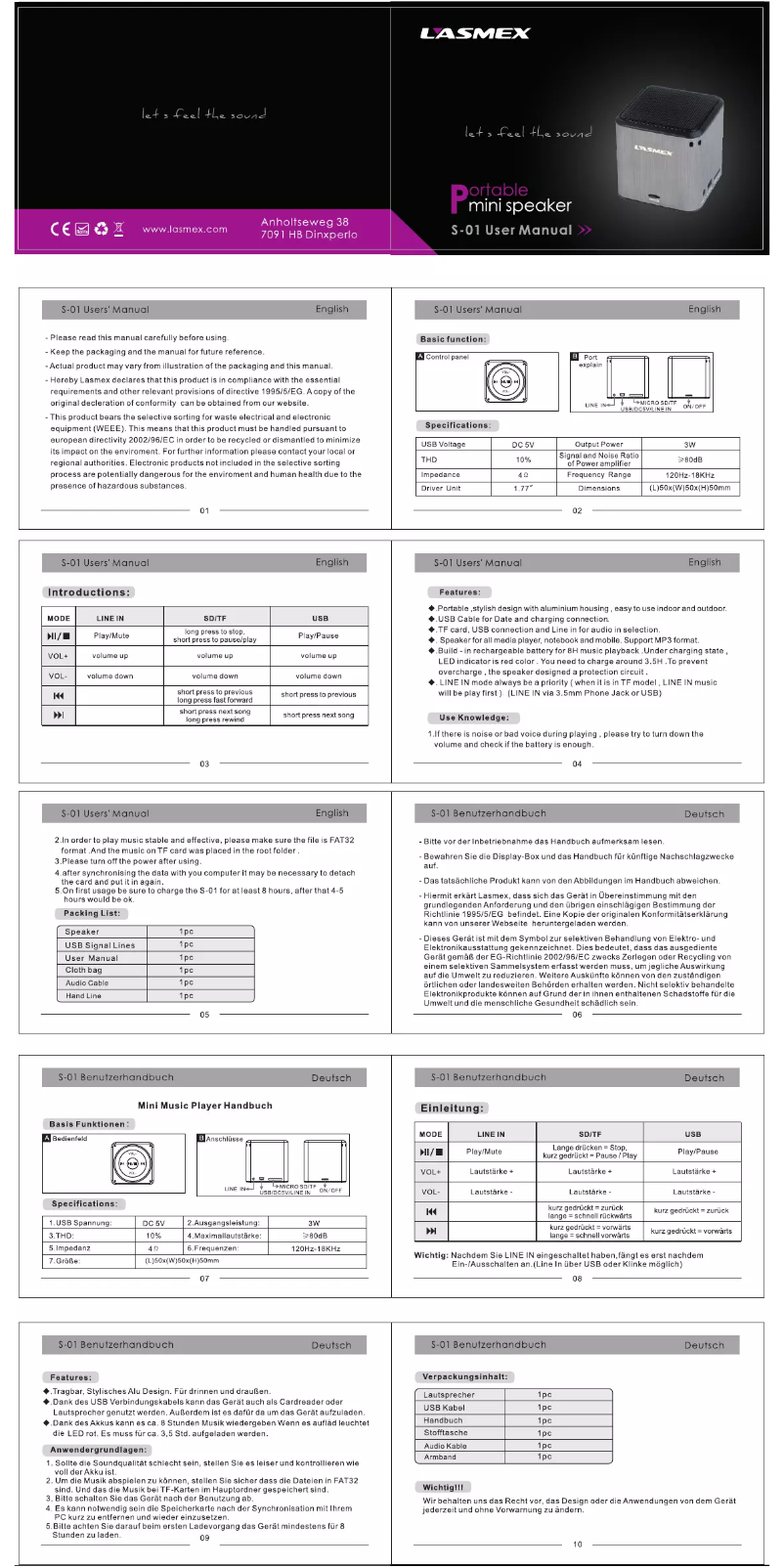 Página 1 del manual Manual de usuario Lasmex S-01