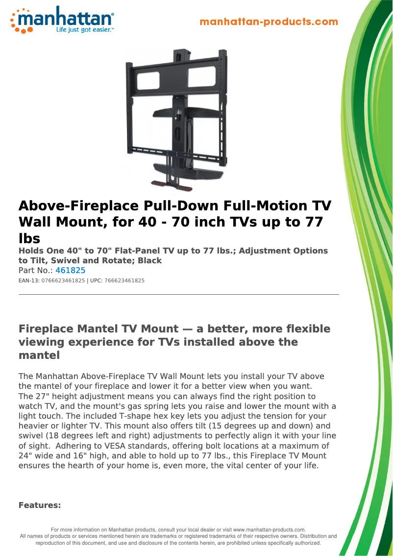 Page 1 de la notice Fiche technique Manhattan 461825