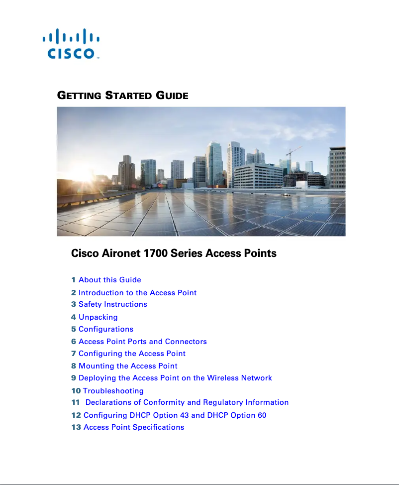 Page 1 de la notice Manuel utilisateur Cisco AIR-CAP1702I-EK910