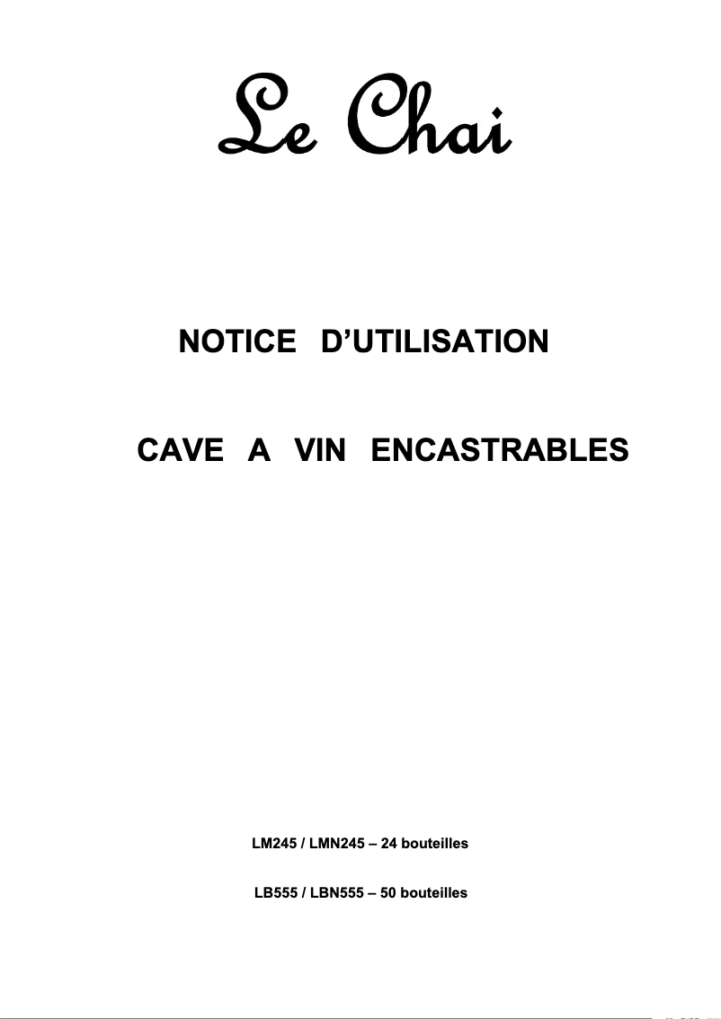 Page n°1 - Manuel utilisateur Le Chai LMN245