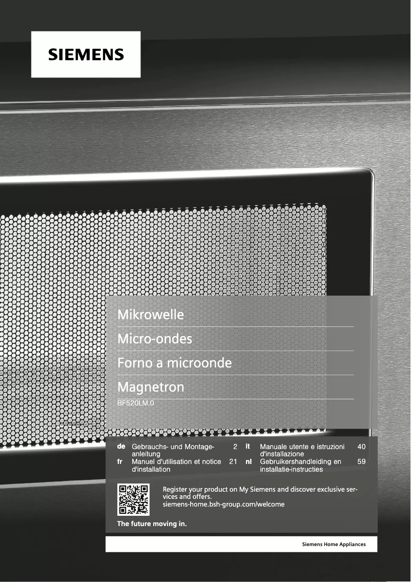 Page n°1 - Manuel utilisateur Siemens BF520LMR0