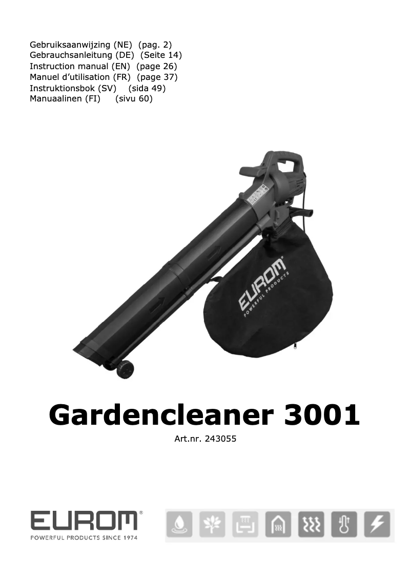 Page 1 de la notice Manuel utilisateur Eurom Gardencleaner 3001