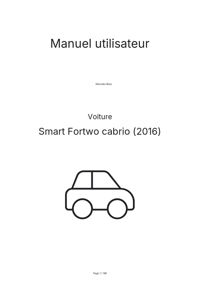 Image de la première page du manuel de l'appareil Fortwo cabrio (2016)
