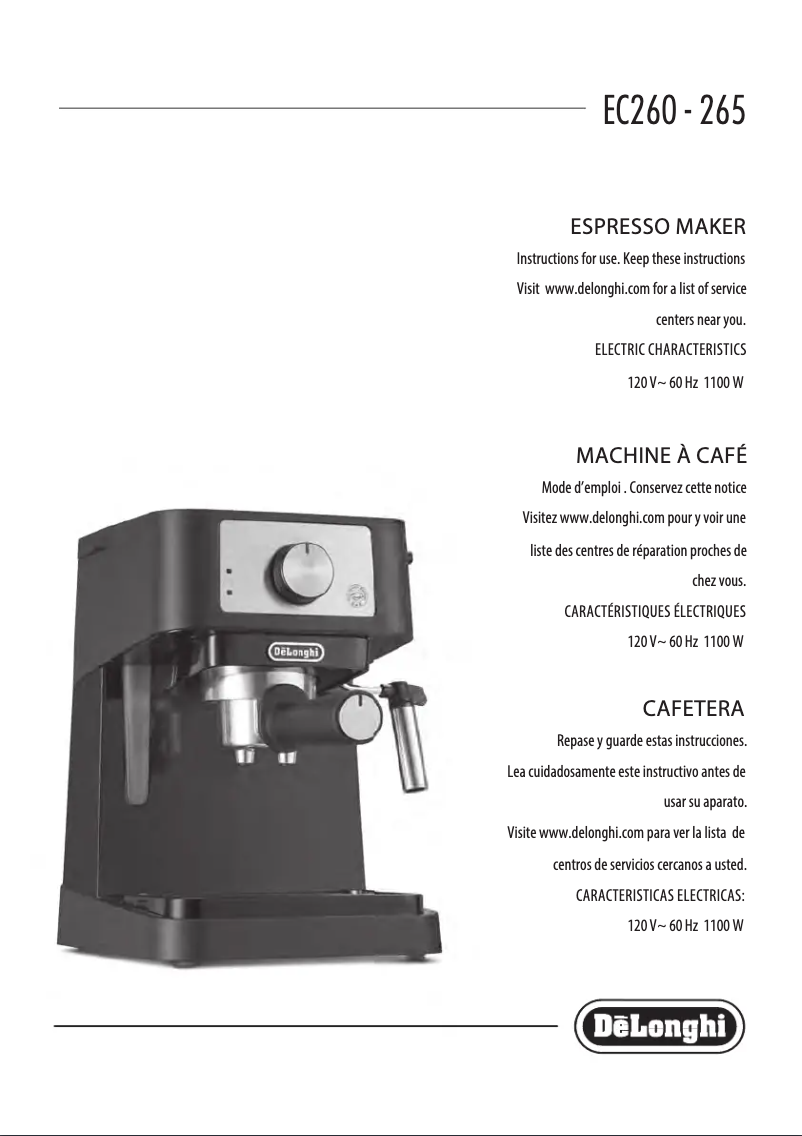 Page n°1 - Manuel utilisateur DeLonghi Stilosa EC260