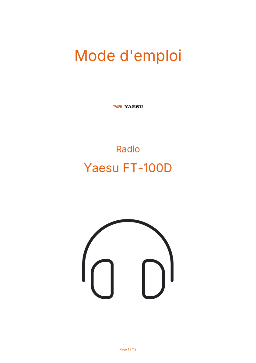 Page 1 de la notice Mode d'emploi Yaesu FT-100D