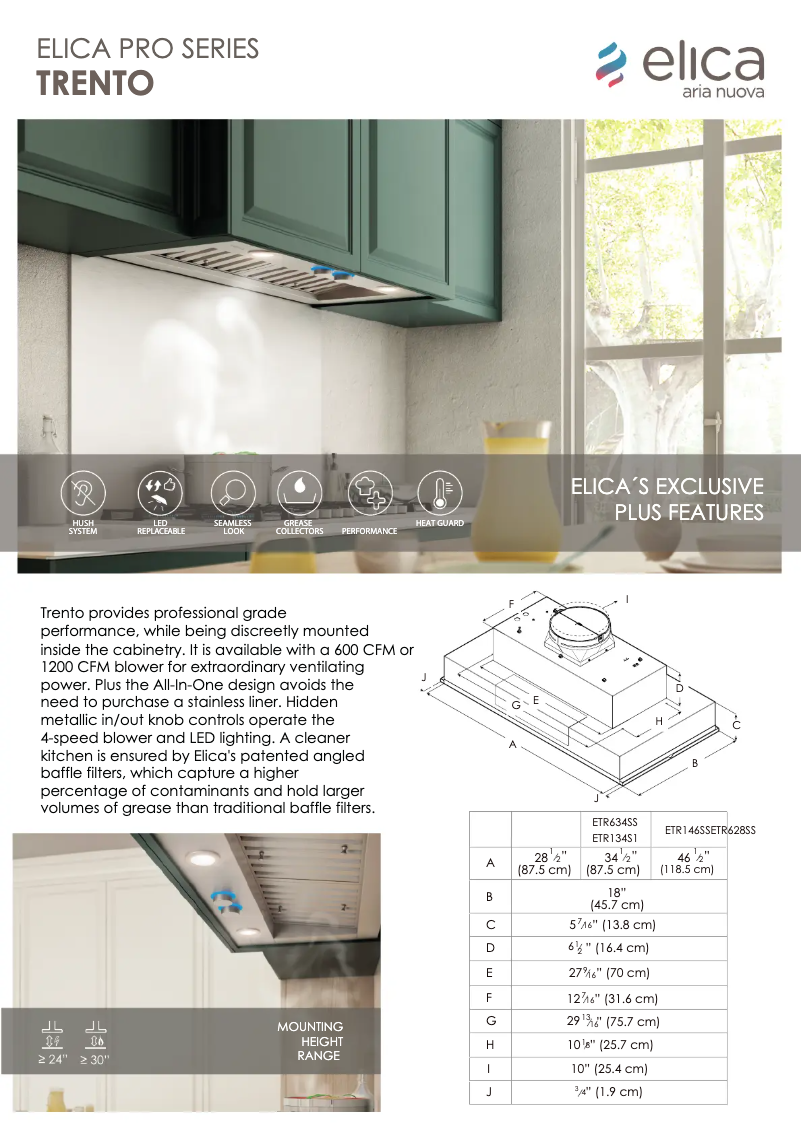Page n°1 - Fiche technique Elica Trento ETR628SS