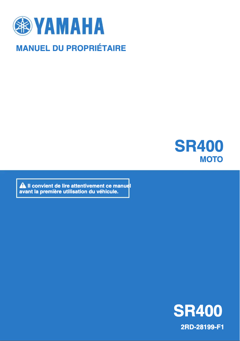 Image de la première page du manuel de l'appareil SR400 (2016)